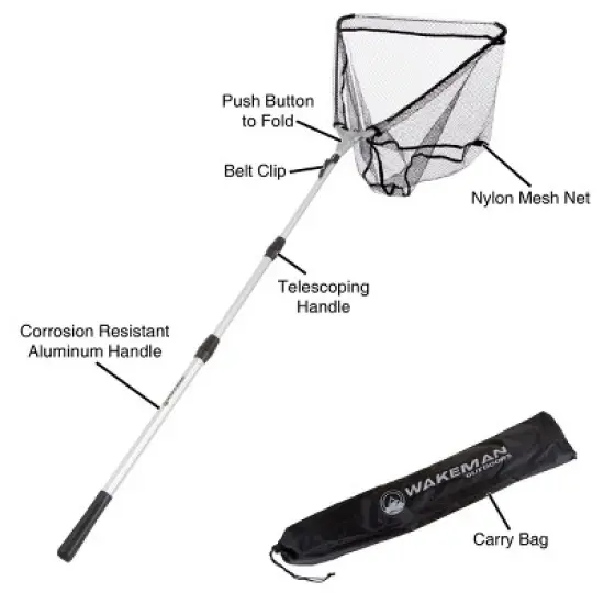 Fishing Net with Telescoping Handle- Collapsible and Adjustable Landing Net with Corrosion Resistant Handle and Carry Bag By Leisure Sports (80") image {2}