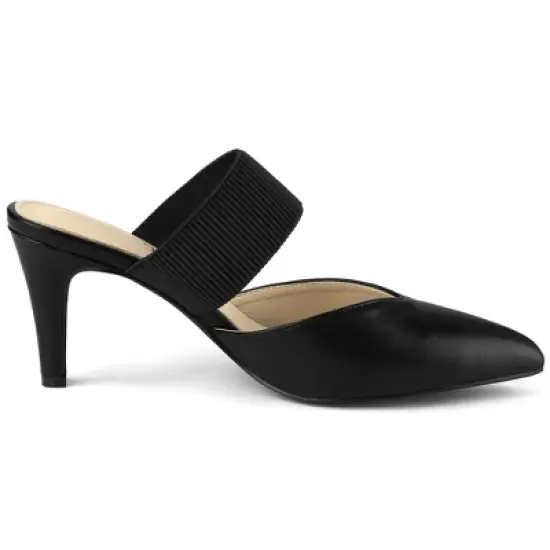 Allegra K Women's Pointed Toe Elastic Strap Stiletto Heels Mules image {6}