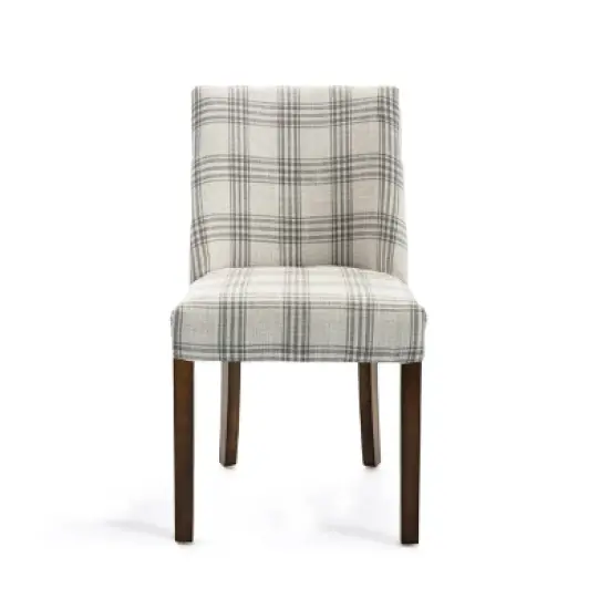 2pk Harman Contemporary Upholstered Plaid Dining Chairs Gray/Light Beige/Brown - Christopher Knight Home image {2}