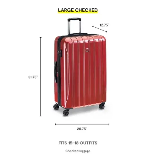 DELSEY Paris Aero Expandable Hardside Large Checked Spinner Upright Suitcase - Red image {1}
