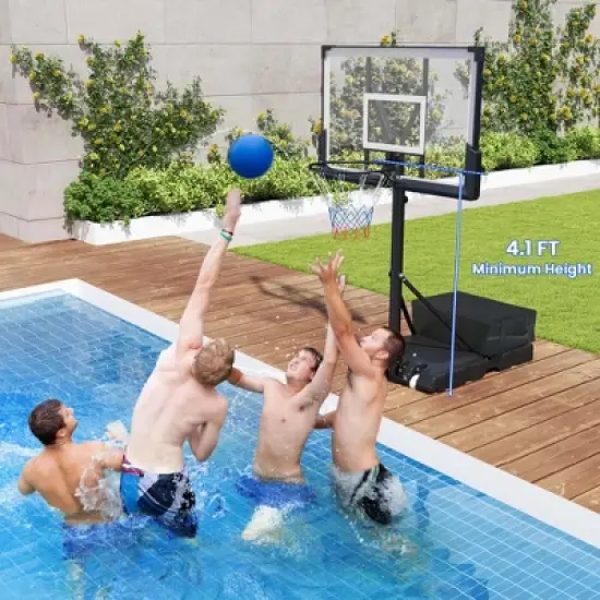 Costway Basketball Hoop Outdoor System with 45 Inch Shatterproof PC Backboard Wheels image {8}