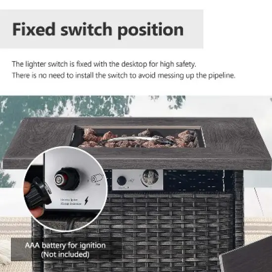 4 Pieces Patio Furniture Set with Fire Pit Table, Outdoor Sofa Set with 50000 BTU Fire Pit All Weather Wicker Patio Couch and Club Chair image {9}