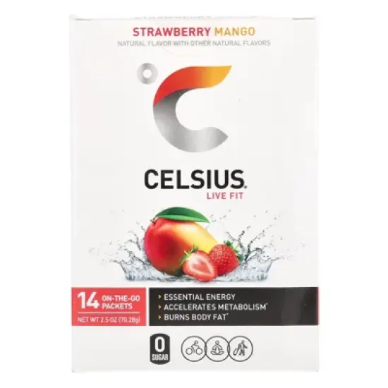 Celsius Live Fit, Strawberry Mango, 14 On-The-Go-Packets, 0.18 oz (5.02 g) Each image {3}