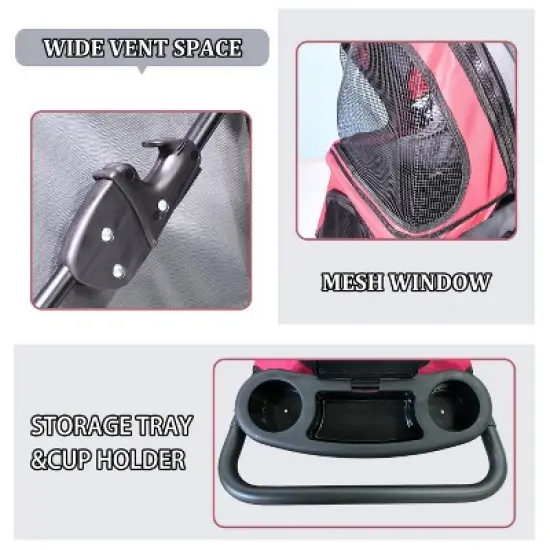 GOOPAWS 4-Wheel Promenade Pet Stroller for Small Dogs Cats, Maroon, 36'' image {2}