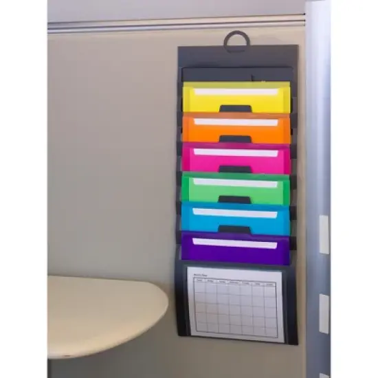 Smead Cascading Wall Organizer, 6 Pockets, Letter Size, Gray/Bright (92060) image {7}