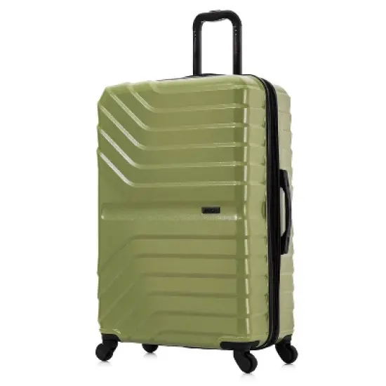 InUSA Aurum Lightweight Hardside Large Checked Spinner Suitcase - Green image {1}