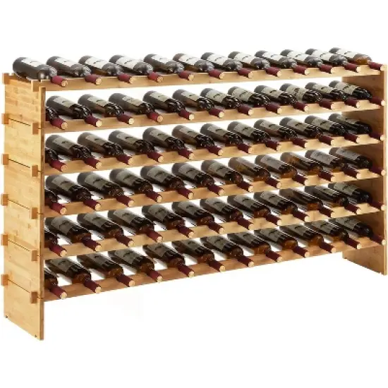 Coucheta Bamboo Wine Rack - Holds 36 Bottles, Stackable Modular Design (Natural) image {2}