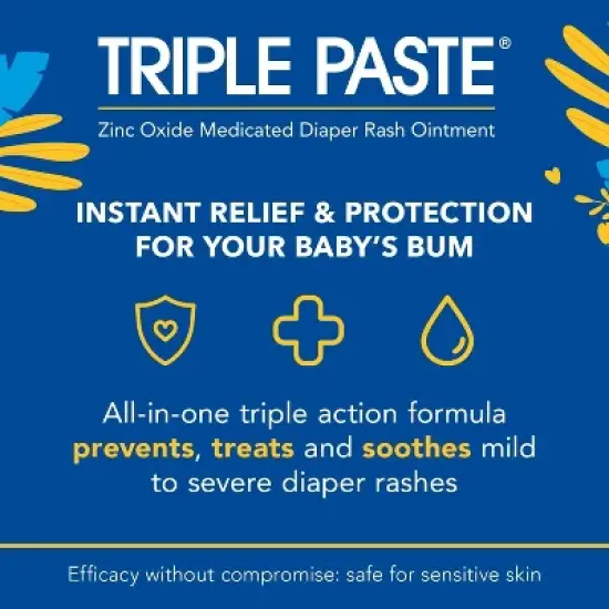 Triple Paste Zinc Oxide Diaper Rash Cream 2 Oz image {1}