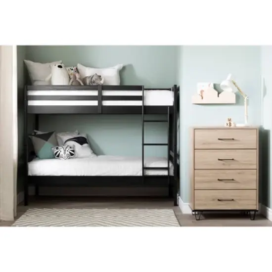 Twin Fakto Solid Wood Bunk Beds  Matte Black  - South Shore image {3}