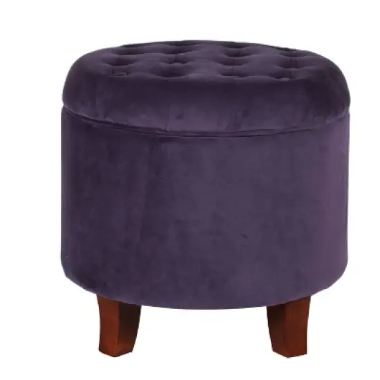 Large Round Button Tufted Storage Ottoman - HomePop image {10}