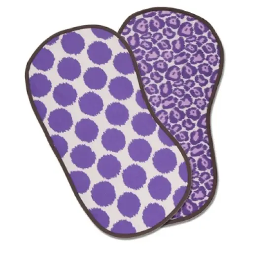 Bacati - Ikat Lilac/Gray Dots/Leopard Muslin 4 pc set of Bibs & Burp Cloths Set image {2}