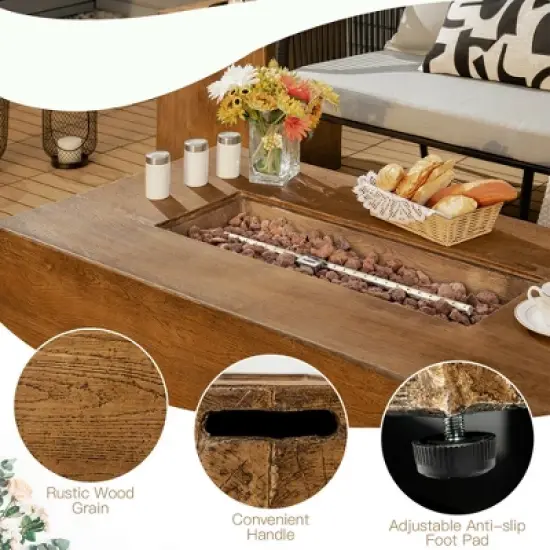 Costway 48 x27-inch Outdoor Gas Fire Pit Table 50,000 BTU W/ Lava Rocks & Cover image {5}