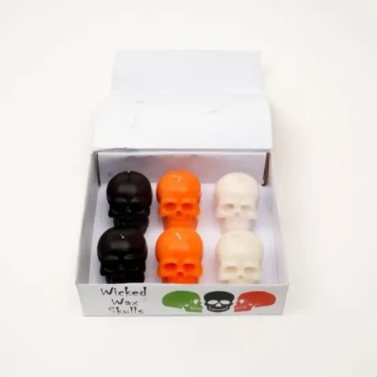Halloween Funky Multicolor Skull Candle Box-6 Pcs/Funky Hands Gesture Halloween Multicolor Candle Box - 12 Pcs" image {8}