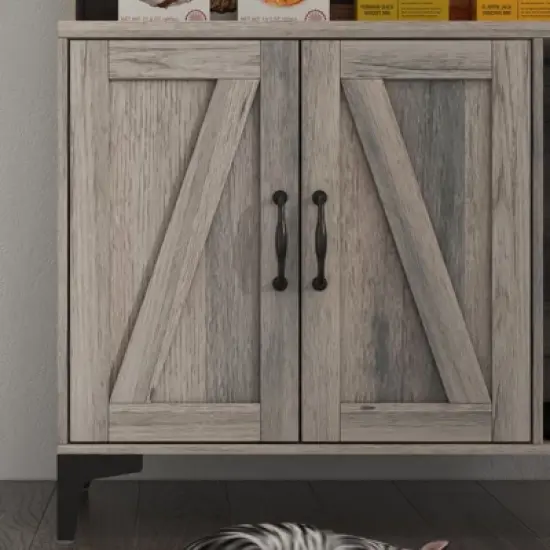 51.1" Large Wooden Cat Litter Box Enclosure | Storage Shelves | Hidden Design | Modern Indoor Cat Cabinet for Organized Storage & Odor Control image {3}