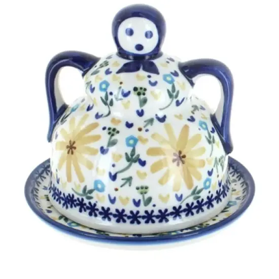 Blue Rose Polish Pottery 33B WR Unikat Medium Cheese Lady image {4}