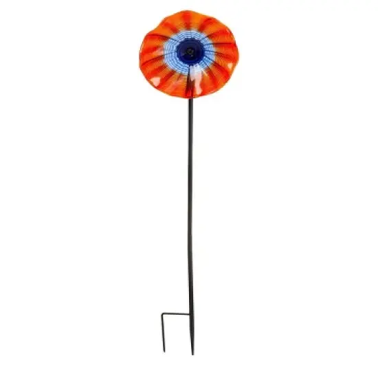 Wind & Weather 8" Handcrafted Blown Glass Flower With Metal Garden Stake image {3}
