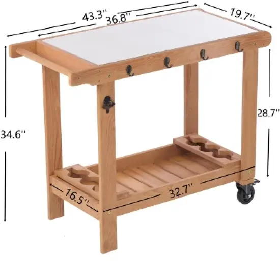 Whisen Wooden Garden Cart with Wheels & Metal Top image {12}