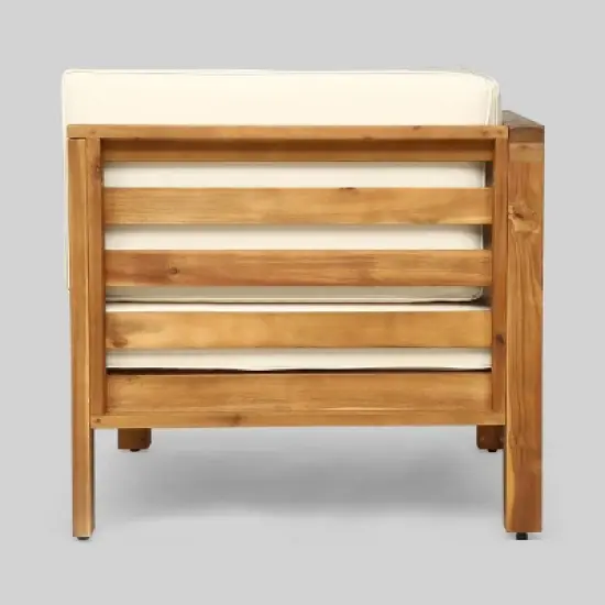 Oana 4pc Acacia Wood Patio Sectional Chat Set w/ Cushions - Christopher Knight Home image {4}