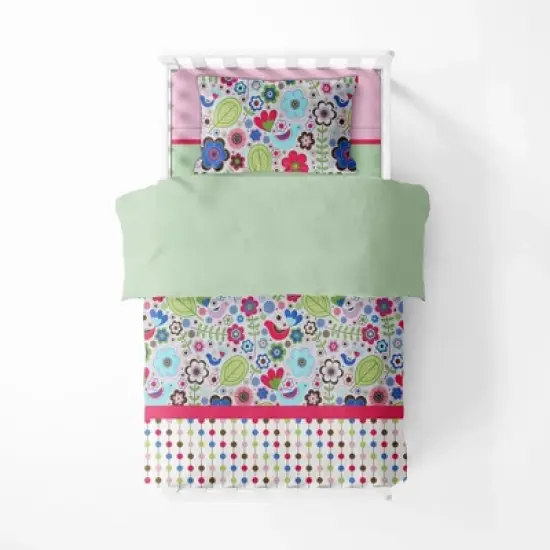 Bacati - Botanical Pink Multicolor 3 pc Toddler Sheet Set image {4}