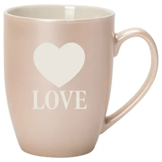 100 North Heart 10 Ounce White and Precious Pearl Metallic Finish, Comfortably Fits Your Hands, New Bone China Coffee Tea Cup Mug, Love image {1}