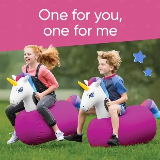 HearthSong Set of 2 Inflatable Unicorn Ride On Bouncer Hop Toy for Kids' Active Play image {5}