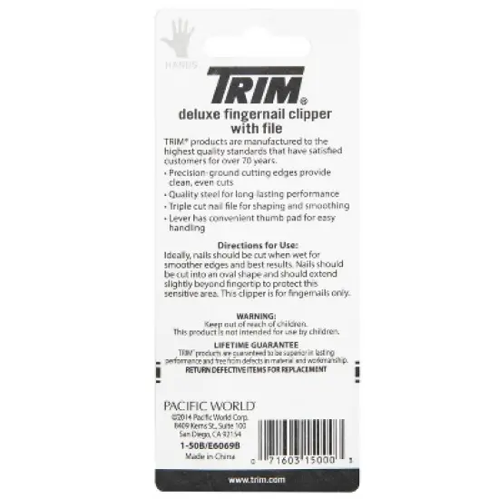 Trim Deluxe Quality Steel Fingernail Clipper with File image {1}