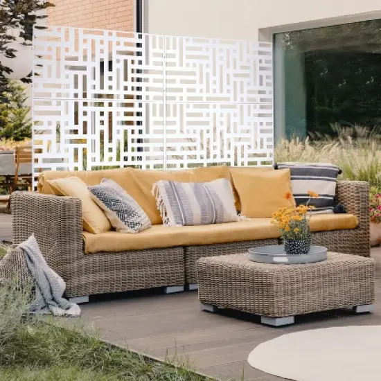 CAVINAS Patio Decorative Screen Metal Fence Privacy Screen with Striped Rectangle Pattern for Outside and Garden, 76" H&times;48" W image {7}