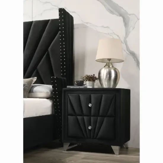 Puma 2 Drawer Upholstered Nightstand Black - HOMES: Inside + Out image {1}