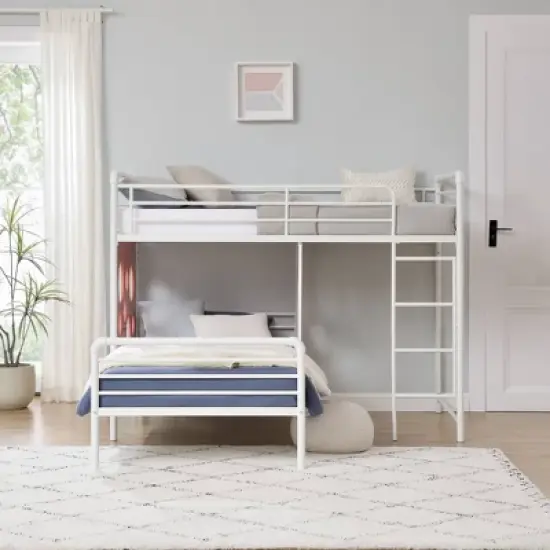 Twin Modern Cut-Out L-Shaped Metal Bunk Bed - Saracina Home image {2}