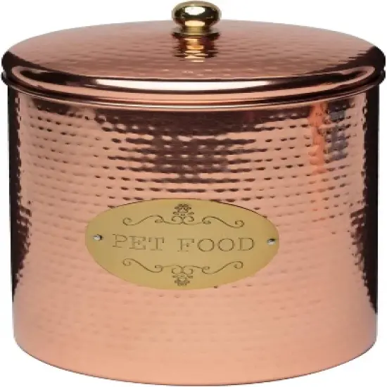 Amici Pet Copper Spaniel Treats Canister Decorative Hand Made Hammered Finish Metal Storage Container image {6}