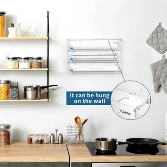 Foil and Plastic Wrap Organizer,2 in 1 Acrylic Aluminum Foil Holder image {2}