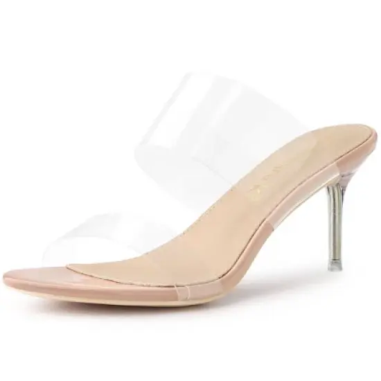 Allegra K Women's Clear Slide Stiletto Heels Sandals image {8}