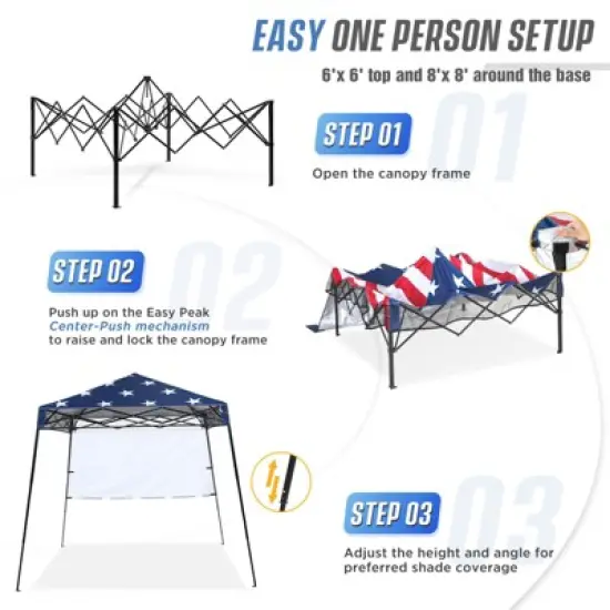 EAGLE PEAK 8x8ft Pop Up Canopy with Sidewall, 8x8 Base 6x6 Top image {1}