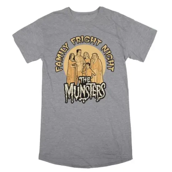 The Munsters Family Fright Night Women's Heather Gray Short Sleeve Sleep Shirt image {5}