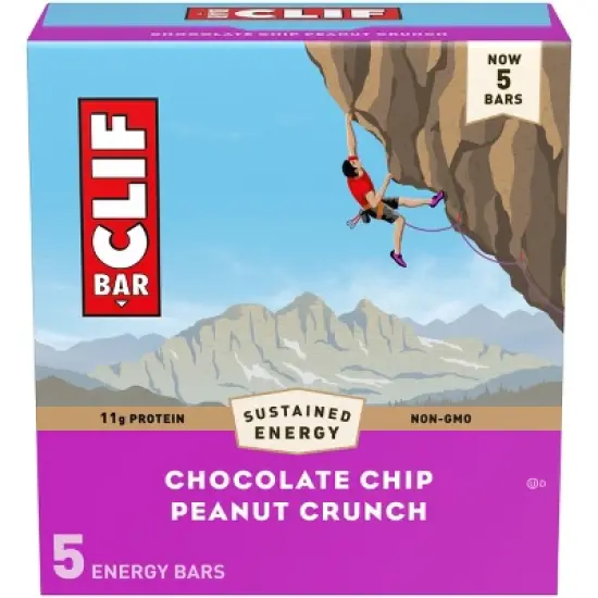 CLIF Bar Chocolate Chip Peanut Crunch Granola Protein Bar Made with Organic Oats - 11g Protein - 12oz/5pk image {12}