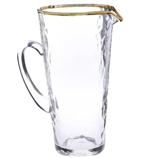 Classic Touch Pebble Glass Pitcher with Gold Rim with Handle image {2}