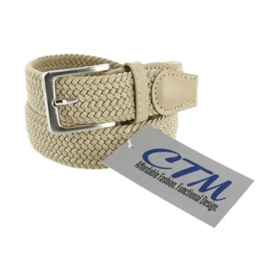 CTM Men's Elastic Braided Stretch Belt with Silver Buckle image {2}