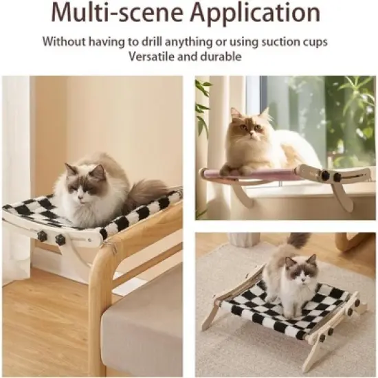 Cat Window Perch, Cat Window Hammock, Providing All-Around Sunbath Space Saving, Easy to Adjust Cat Bed for Windowsill, Bedside image {4}