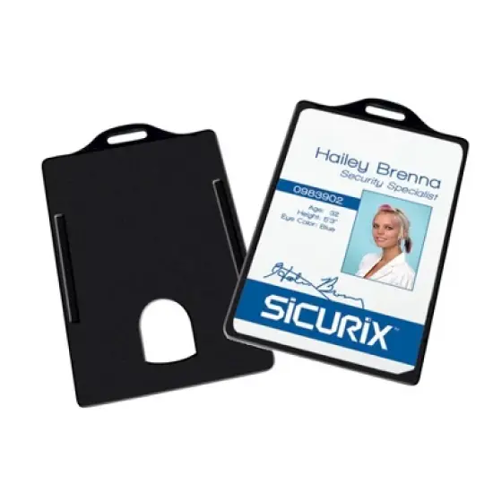 SICURIX Badge Dispensers, Vertical, Black, Pack of 25 image {5}
