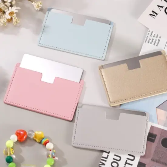 Unique Bargains Stainless Steel Smooth Travel Compact Small Makeup Mirror image {3}