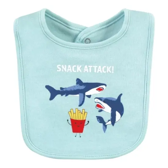 Hudson Baby Infant Boys Cotton Bibs, Shark, One Size image {6}
