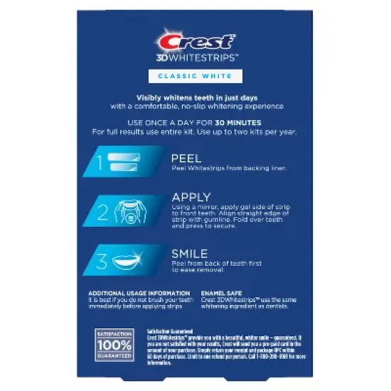 Crest 3D Whitestrips Classic White At-home Teeth Whitening Kit -  10 Treatments image {1}