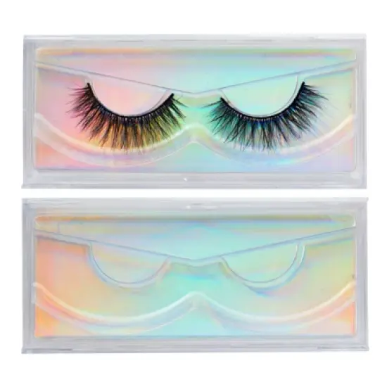 Stockroom Plus 30-Pack Holographic Silver Empty Lash Boxes for False Eyelashes, Lash Cases Empty Bulk Wholesale with Paper Card, 4.4 x 2 In image {2}