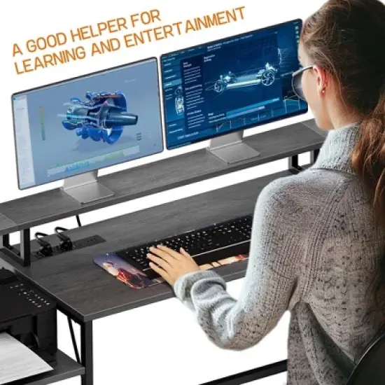 L Shaped Desk - 76" L Shaped Gaming Desk image {5}