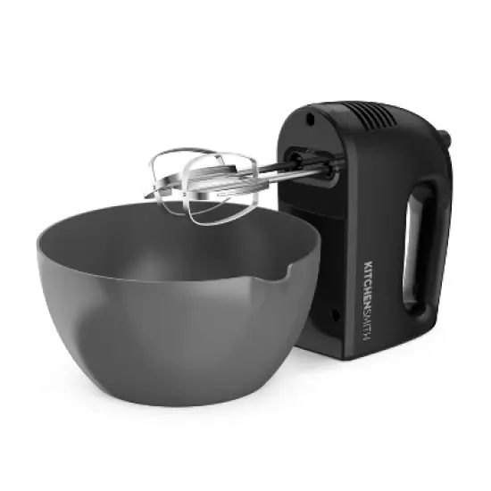 KitchenSmith 5 Speed Hand Mixer: Black, 150W, Dishwasher-Safe Parts, Metal Whisk, Handheld Cooking Mixer image {1}