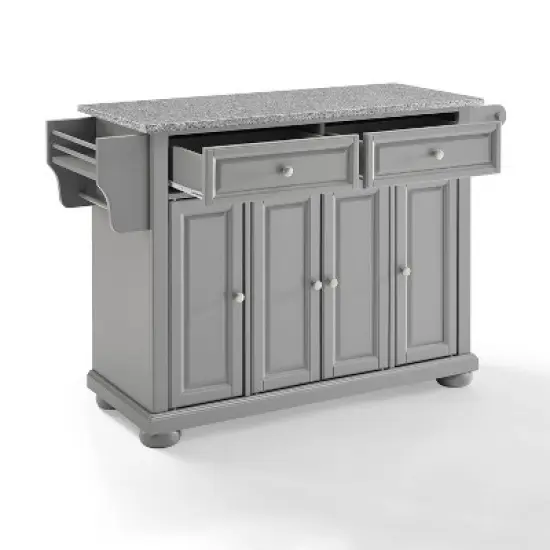 Alexandria Kitchen Island with Solid Granite Top Vintage Gray - Crosley image {1}