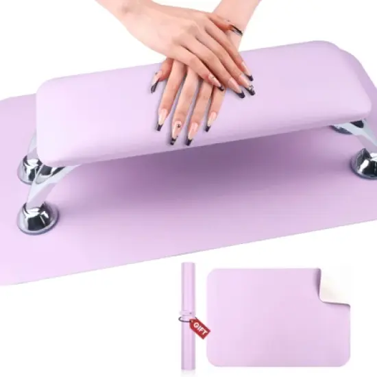 Saviland Ergonomic Nail Wrist Support: Purple Vegan Leather Armrest Pillow with Cushion - Manicure Tech Station Essential image {7}