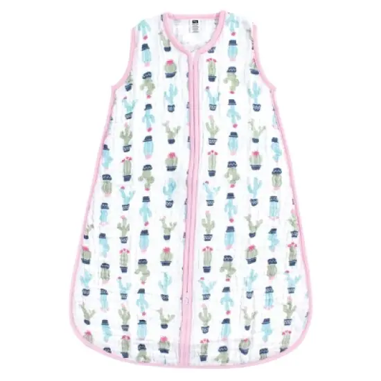 Hudson Baby Infant Girl Muslin Cotton Sleeveless Wearable Sleeping Bag, Sack, Blanket, Girl Cactus image {1}