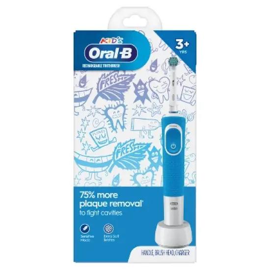 Oral-B Kids' Electric Toothbrush with Sensitive Brush Head and Timer image {1}