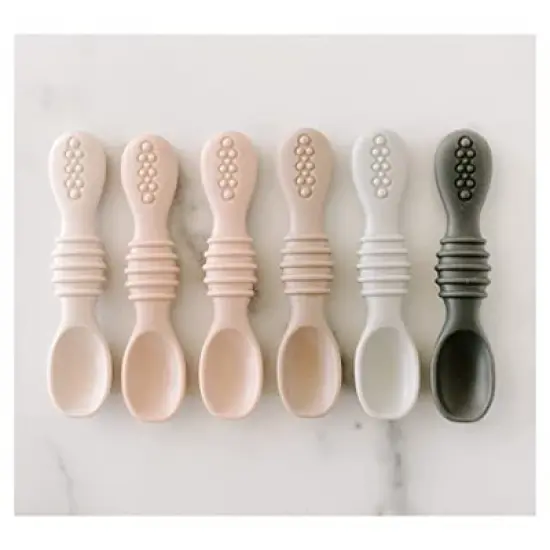 Simka Rose 6pc Silicone Baby and Toddler Spoon Set, Multicolor image {1}